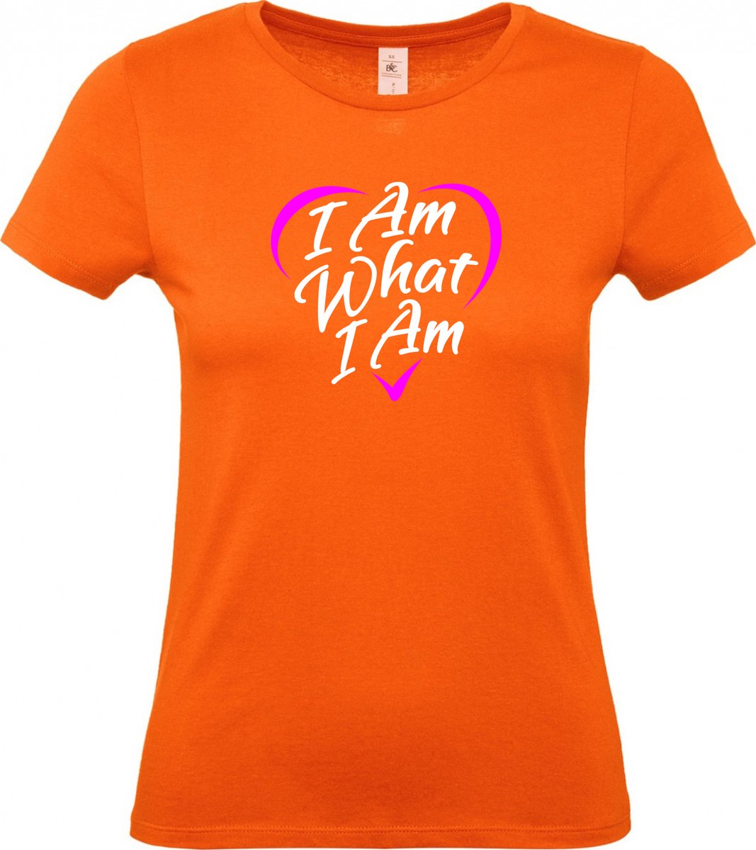 Dames t-shirt I Am What I Am | Regenboog vlag | Gay pride kleding | Pride shirt | Oranje | maat XXL